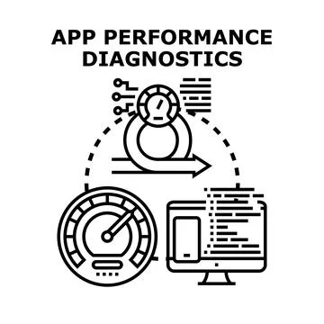 App performance diagnostics optimizing software development process Stock Illustration