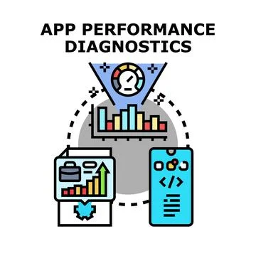 App performance diagnostics for optimizing software development Ilustração Stock
