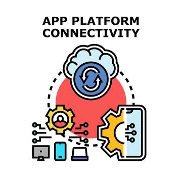 App platform connectivity syncing data storage devices Stock Illustration