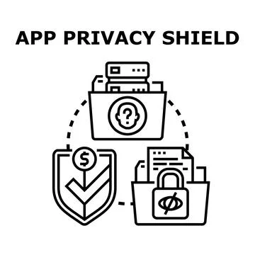 App privacy shield protecting personal data and information Stock Illustration