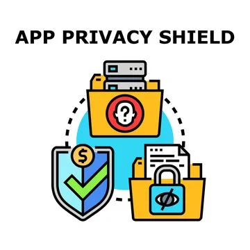 App privacy shield protecting personal data and information Stock Illustration