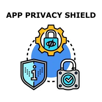 App privacy shield securing users data concept Stock-Illustration