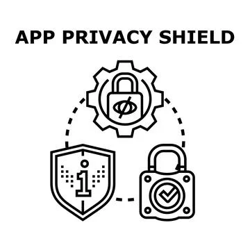 App privacy shield securing users data concept Stock Illustration