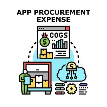 App procurement expense managing supply chain logistics Stock Illustration