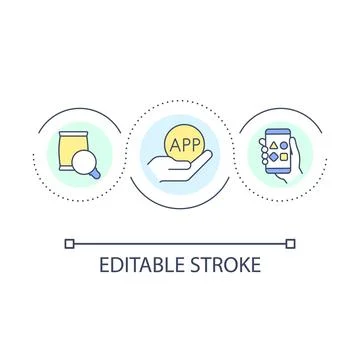 App for product evaluation loop concept icon Illustrazione stock