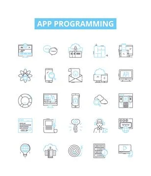 App programming vector line icons set. App, Programming, Coding, Development イラスト素材