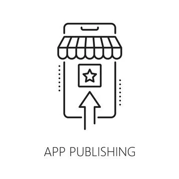 App publishing, web app develop, optimization icon Illustrazione stock