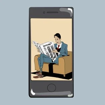 App for reading press man newspaper Stock Illustration