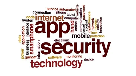 App security animated word cloud, text design animation. Stock Footage 72024115