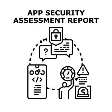 App security assessment report documenting software vulnerability Stockillustratie