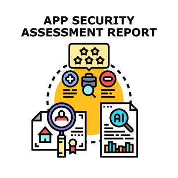 App security assessment report finding digital vulnerabilities 库存插图