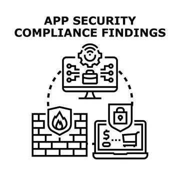 App security compliance findings identifying digital protection Stock Illustration