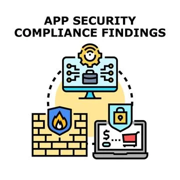 App security compliance findings identifying digital protection Stock Illustration