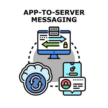 App to server messaging and cloud data synchronization concept イラスト素材
