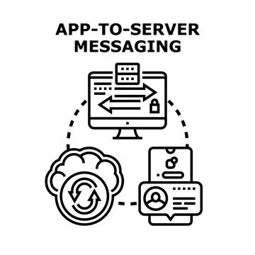 App to server messaging and cloud data synchronization concept Stock Illustration
