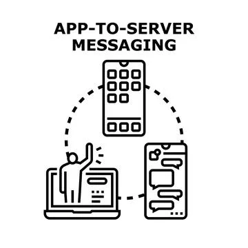 App to server messaging concept and data exchange Illustrazione stock