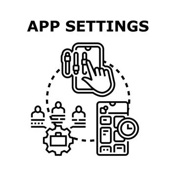 App settings adjusting options and user experience customizing Stock Illustration