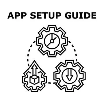 App setup guide illustrating process installation and configuration Stock Illustration