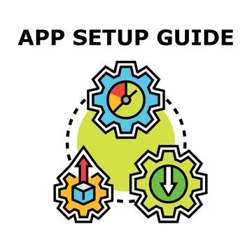 App setup guide illustrating process installation and configuration Stock Illustration