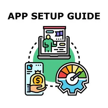 App setup guide offering user earnings and performance Stock Illustration