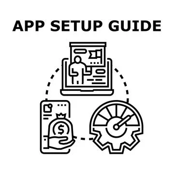 App setup guide offering user earnings and performance Stock Illustration