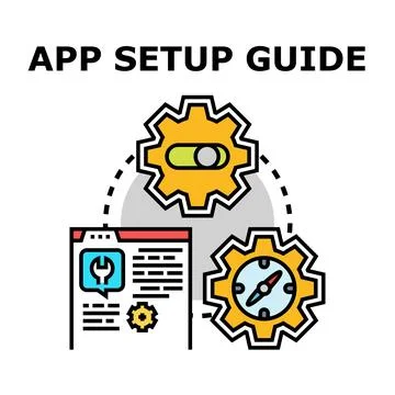 App setup guide working with application configuration and options Stock Illustration