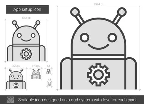 App setup line icon 스톡 일러스트