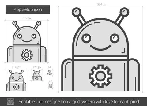 App setup line icon 스톡 일러스트