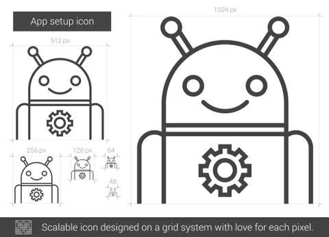 App setup line icon. 스톡 일러스트