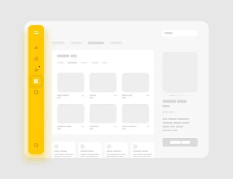 App sidebar menu concept. Wireframes screens. Dashboard UI and UX design. Stock Illustration