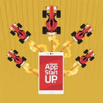 App Start Up with Racing Stock Illustration
