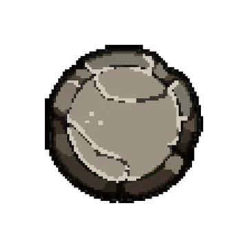 App stone button pixel art vector illustration Illustrazione stock