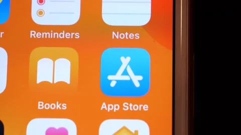App Store Icon on iPhone Stock Footage 162497558