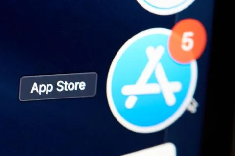 App store icon on screen Stock Photos
