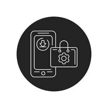 App store mobile application in smartphone black glyph icon. Pictogram for we Stock Illustration