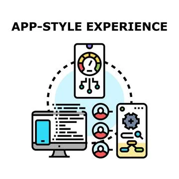 App style experience developing, optimizing, and scaling applications Stock Illustration