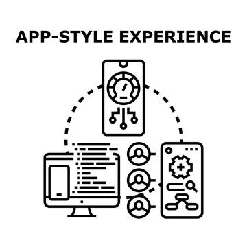 App style experience developing, optimizing, and scaling applications Stock Illustration