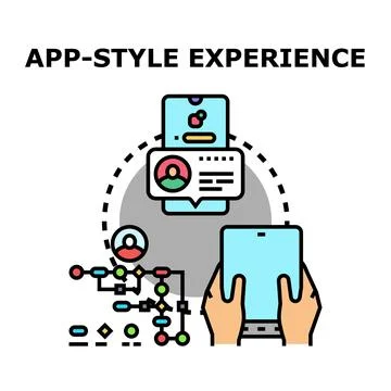 App style experience displaying content on devices Stock Illustration