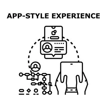 App style experience displaying content on devices Stock Illustration