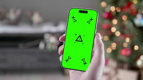App Template iPhone Green Screen Christmas Tree Decorations Xmas Background Stock Footage 292443245