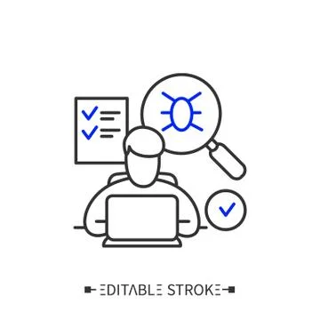 App testing line icon. Editable illustration Stock Illustration