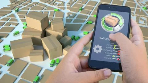 App tracking parcel on the move Stock Photos