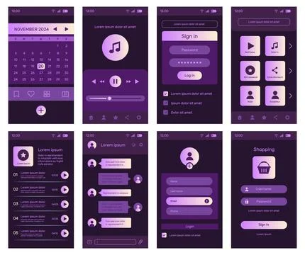 App UI design. Application phone template icon. Menu button. Interface UX k.. Stock Illustration