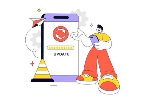 App Update Vector Illustration Featuring Mobile Software Upgrade, System Ma.. Stock Illustration
