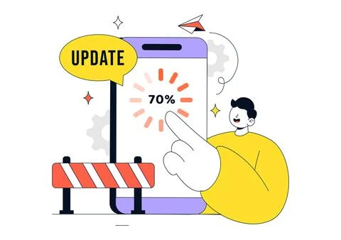 App Update Vector Illustration Featuring Mobile Software Upgrade, System Ma.. Stock Illustration
