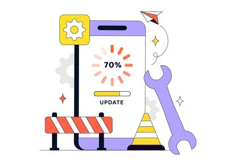 App Update Vector Illustration Featuring Mobile Software Upgrade, System Ma.. 스톡 일러스트