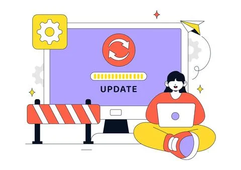 App Update Vector Illustration Featuring Mobile Software Upgrade, System Ma.. Stock Illustration