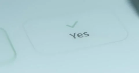 The app user taps the answer Yes Stock-Footage 313423599
