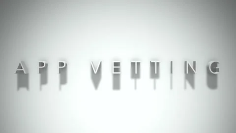 App vetting 3D title animation with shadows on a white background Stock Footage 297514680