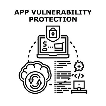 App vulnerability protection concept with data security Stock Illustration